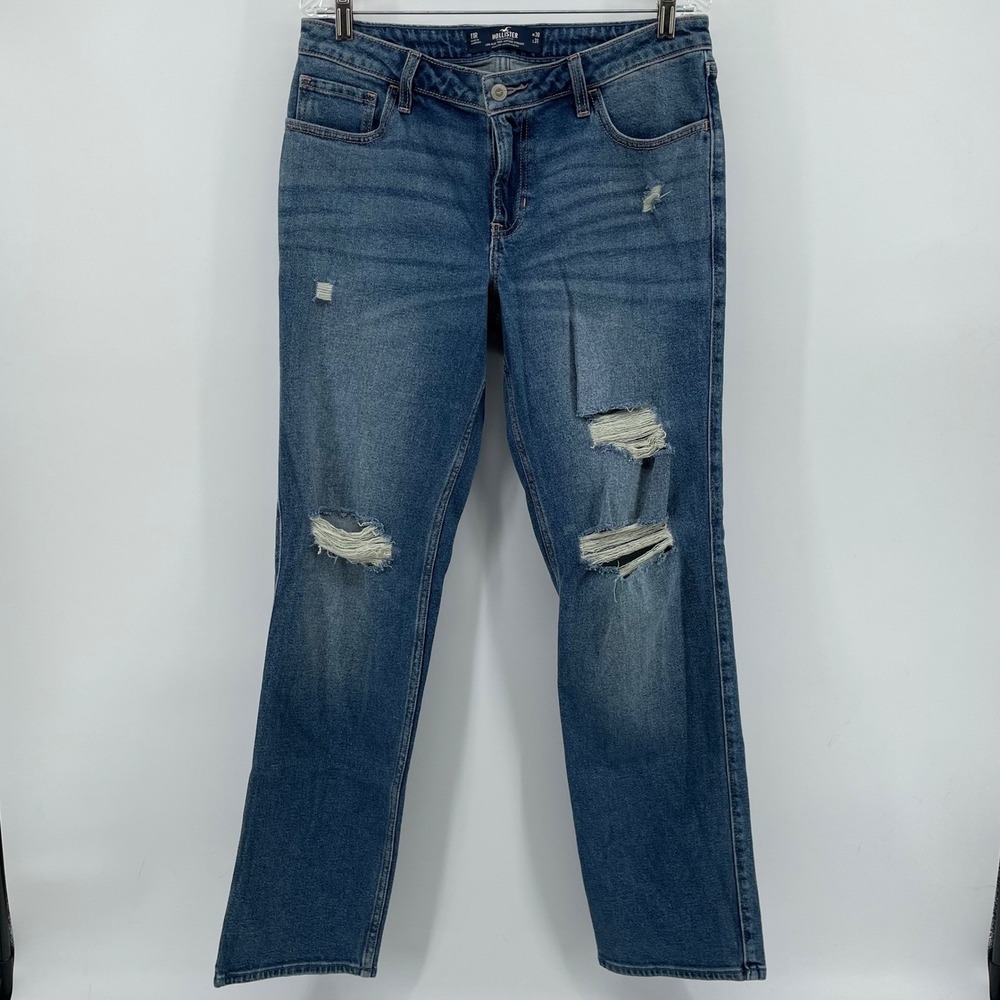 Hollister Low-Rise 90s Vintage Straight Distressed Jeans Blue 11R W30 L31 - Picture 2 of 11